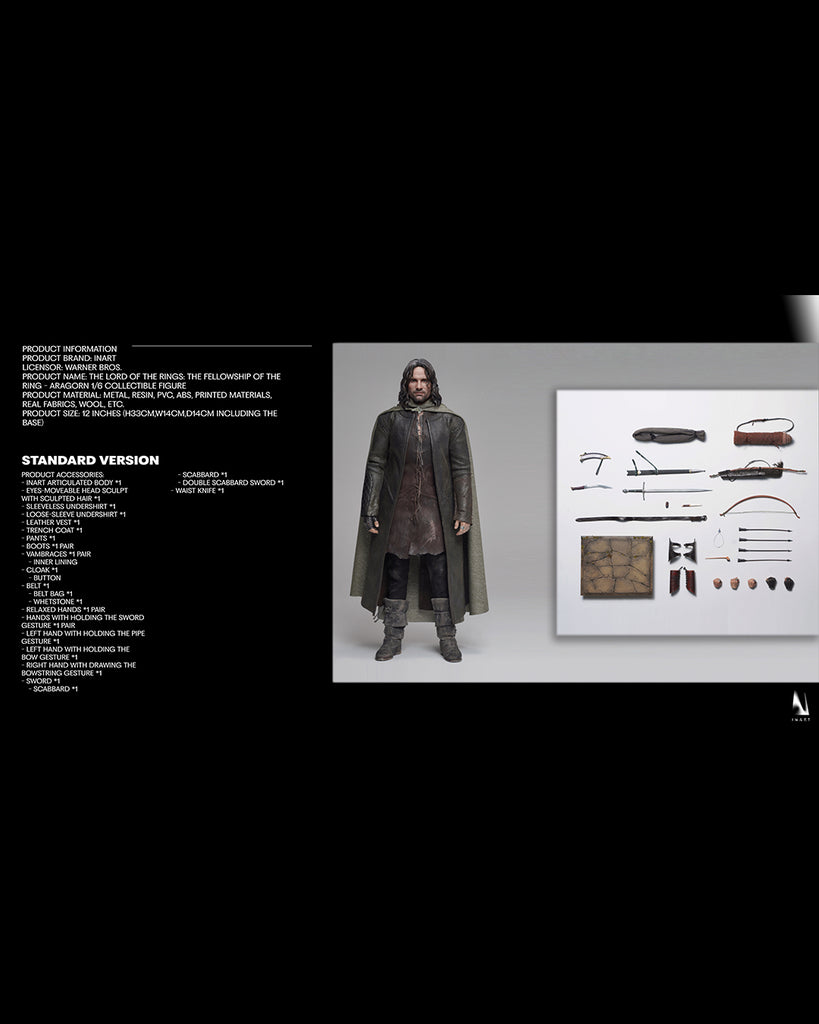 INART The Lord Of The Rings The Fellowship Of The Ring Aragorn 1/6th Scale Collectible Figure Standard Edition (Sculpted Hair)