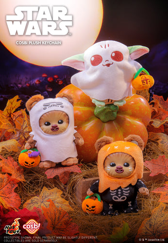 Hot Toys Star Wars Wicket & Grogu (Halloween Ghost Version) Cosbi Plush Keychain Collection