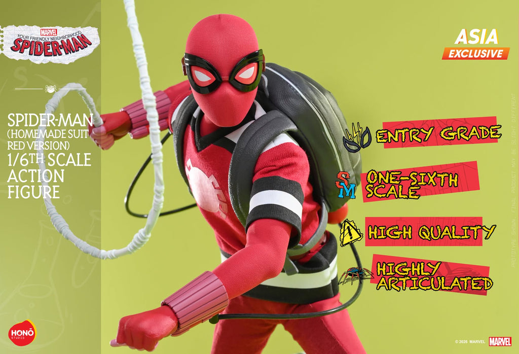 Hot Toys HS12 HONO STUDIO Your Friendly Neighborhood Spider Man Spider Man (Homemade Suit Red Version) 1/6 Scale Collectible Figure