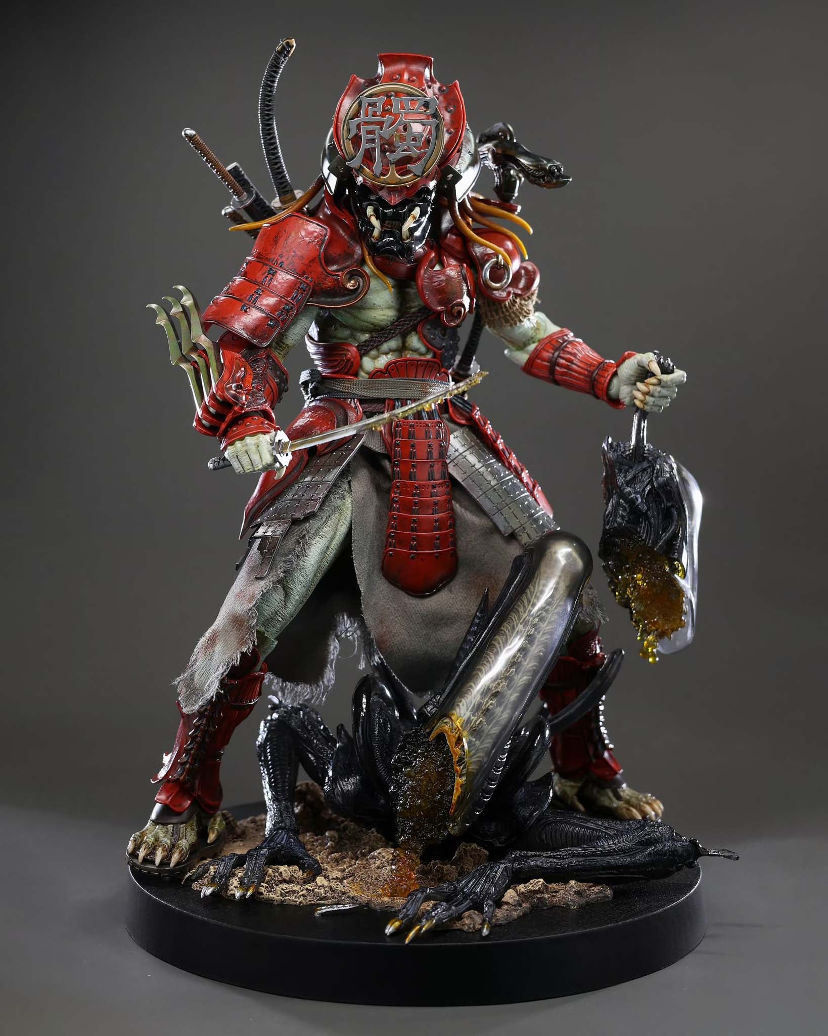 Hot Toys SAMURAI PREDATOR 1:6 フィギュア Hot Toys AC06B Alien vs Predator 1/6th Scale Akaoni Samurai
